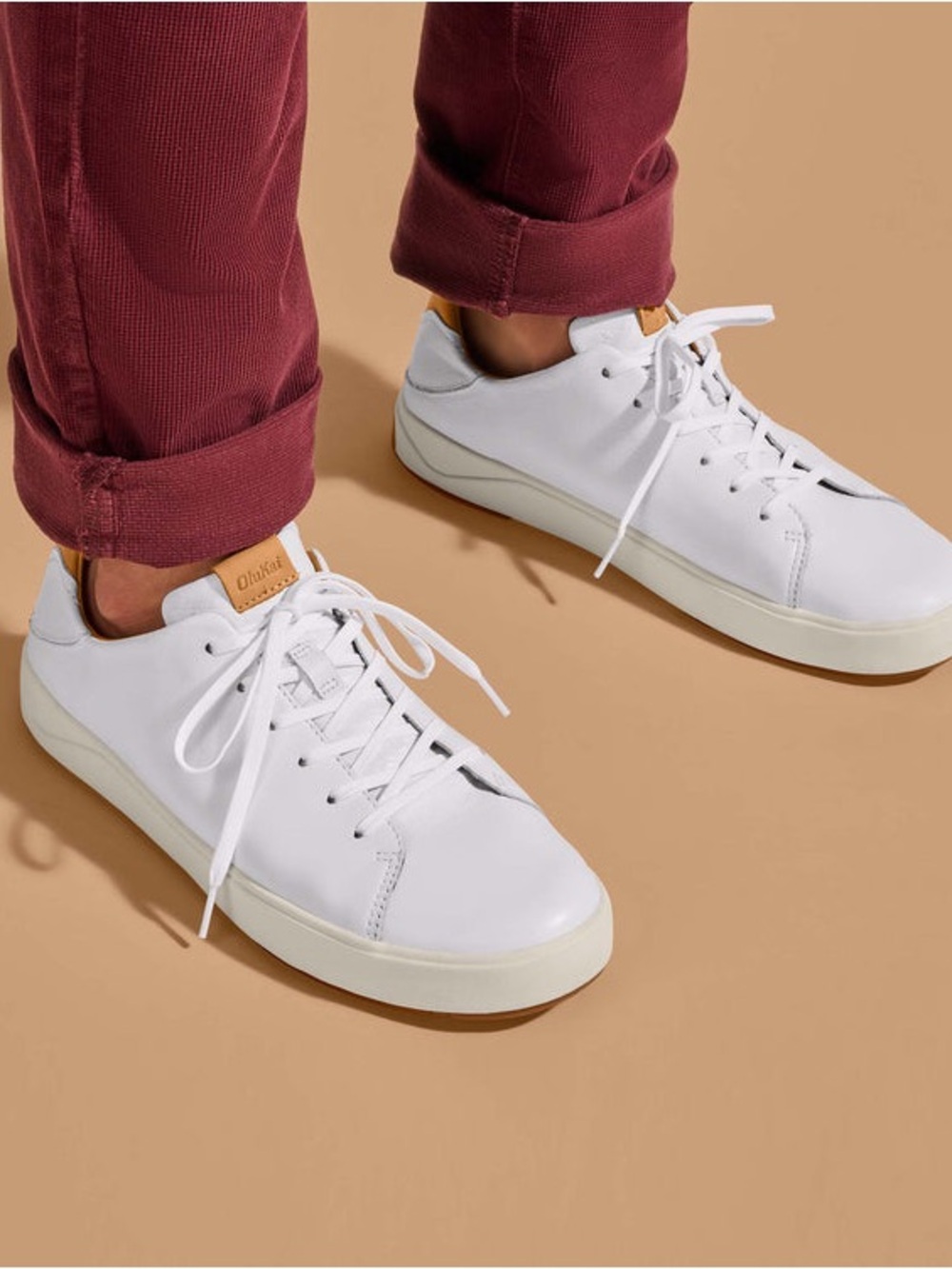 OluKai 11 Leather Waterproof Sneaker Preppy Athleisure Luxury Casual Office